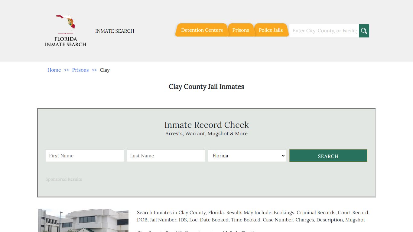 Clay County Jail Inmates | Florida Inmate Search